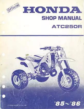 1985-1986 Honda ATC250R shop manual Preview image 1
