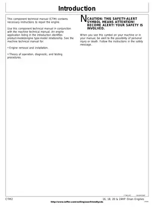 John Deere Onan Engine Service Manual (16, 18, 20 & 24HP) manual page 2 preview John Deere John Deere Onan Engine Service Manual (16, 18, 20 & 24HP) manual preview page 2 - thumbnail