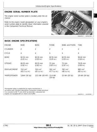 Onan B43E, B43G, P218G, B48G, P220G, T260, 16hp, 18hp,  20hp, 24hp engine technical manual Preview image 5