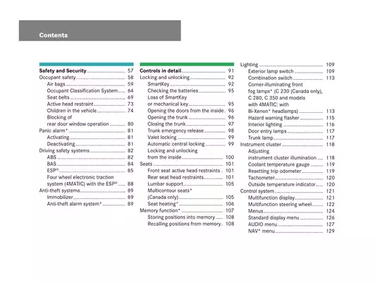 2007 Mercedes-Benz C230 Sport owners manual Preview image 5