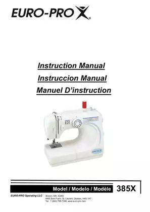 EURO-PRO X Sewing Machine Instruction Manual (25-Year Limited Warranty)
