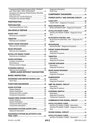 2009 Nissan Altima Hybrid repair and service manual Preview image 2