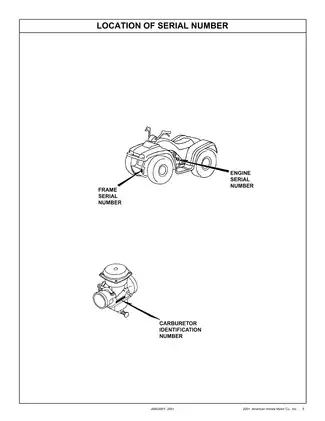 2001 Honda FourTrax Rancher TRX350 Parts Catalog Manual Preview image 5