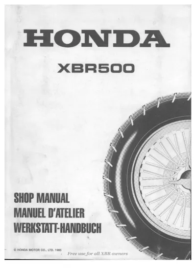 Preview: 1985 Honda XBR500 Shop Manual (P/N 67MK400)