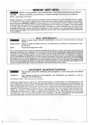 Honda XBR500 Shop Manual (1985) - Comprehensive Guide for Owners and Technicians Preview image 3