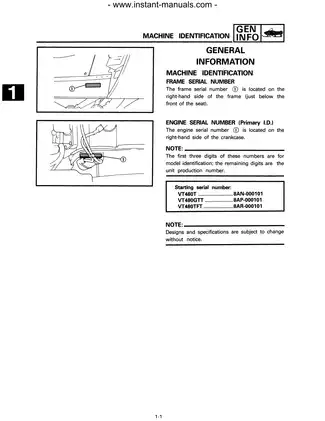 Yamaha VT Series Service Manual - Comprehensive Guide for VTABSOT, VT480GTT, and VT480TET Models Preview image 4
