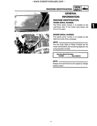 1993-2000 Yamaha VK540, VK540E repair manual Preview image 3