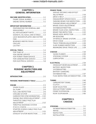 Yamaha VX700, VX700DX, SX700, and VT700 Service Manual Preview image 2