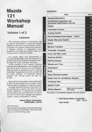 1990-1996 Mazda 121 workshop manual Preview image 2