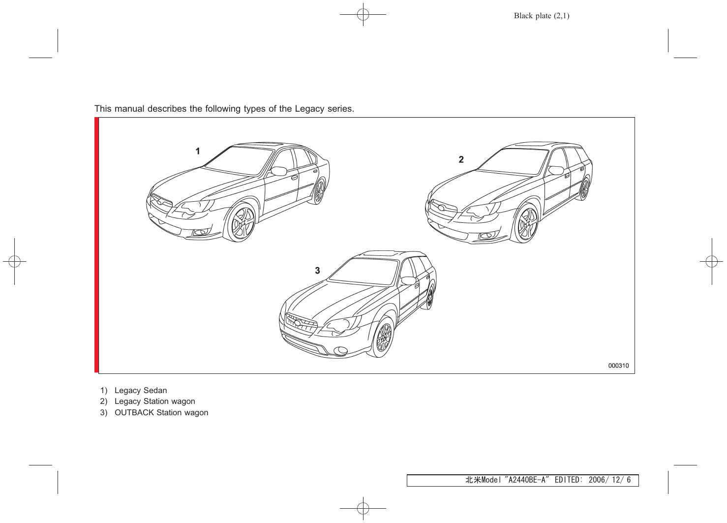 2006 Subaru Legacy Outback owners manual Preview image 2