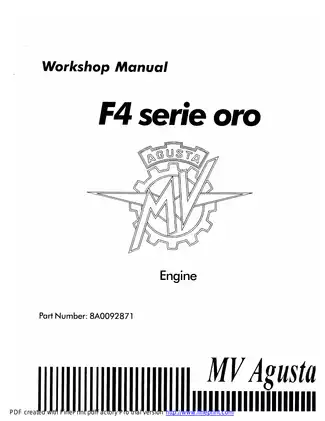 1999-2010 MV Agusta F4 750, F4 serie oro workshop manual