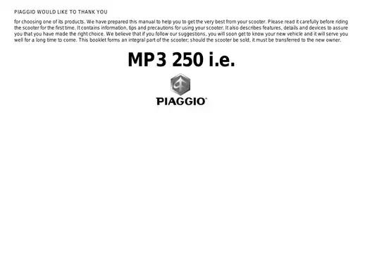 Piaggio MP3 250 I.E. repair and service manual Preview image 1