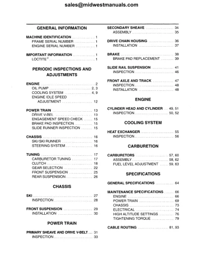 Preview: 2000–2001 Yamaha SX500 / SX600 / SX700 Snowmobile Service & Repair Manual (OEM)