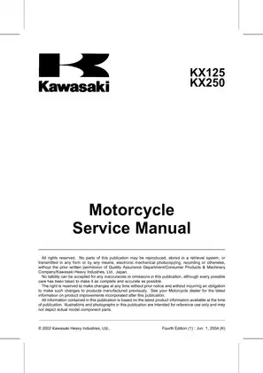 Kawasaki KX125 & KX250 Motorcycle Service Manual - Comprehensive Repair Guide Preview image 5