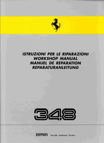 Preview: 1989–1995 Ferrari 348 / Mondial t Factory Workshop Manual (P/N 95990883)