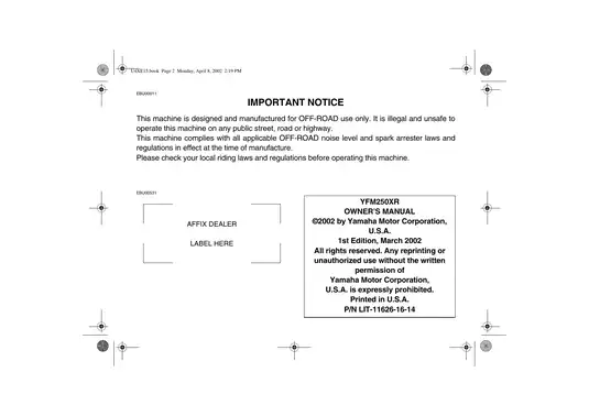 Yamaha BearTracker 250, YFM-250 service, repair and shop manual Preview image 5