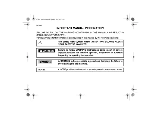 Yamaha Grizzly 660 ATV owners manual Preview image 4