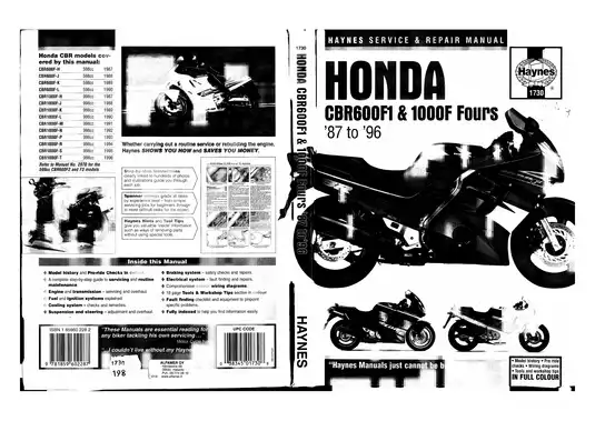 1987-1996 Honda CBR1000F parts, service manual