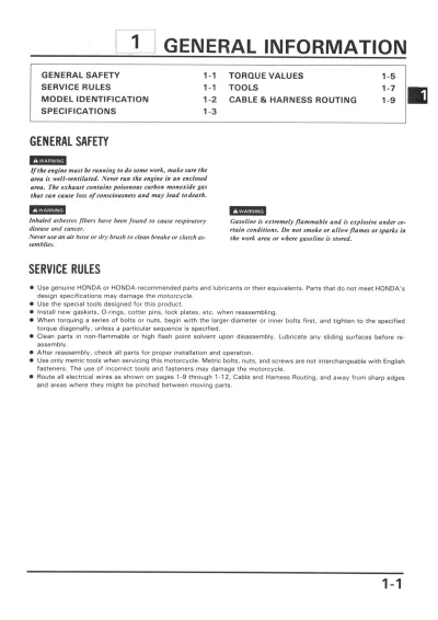 Preview: Honda XR600R (1985–1990) Service Manual (P/N 61MN101)