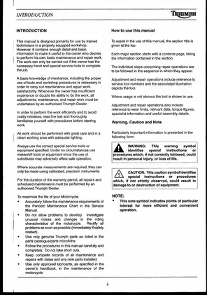 Triumph Motorcycle Service Manual for Daytona 955i and Speed Triple (2002 Onwards) Preview image 4