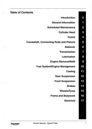 2005-2006 Triumph Speed Triple 1050 service manual Preview image 3
