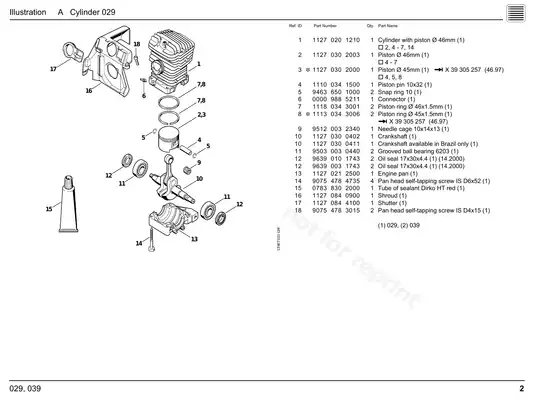 Stihl 029, 039 chainsaw service manual / parts manual Preview image 2