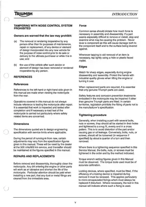 Triumph Motorcycle Service Manual - Bonneville, Thruxton, Scrambler, Speedmaster Preview image 5