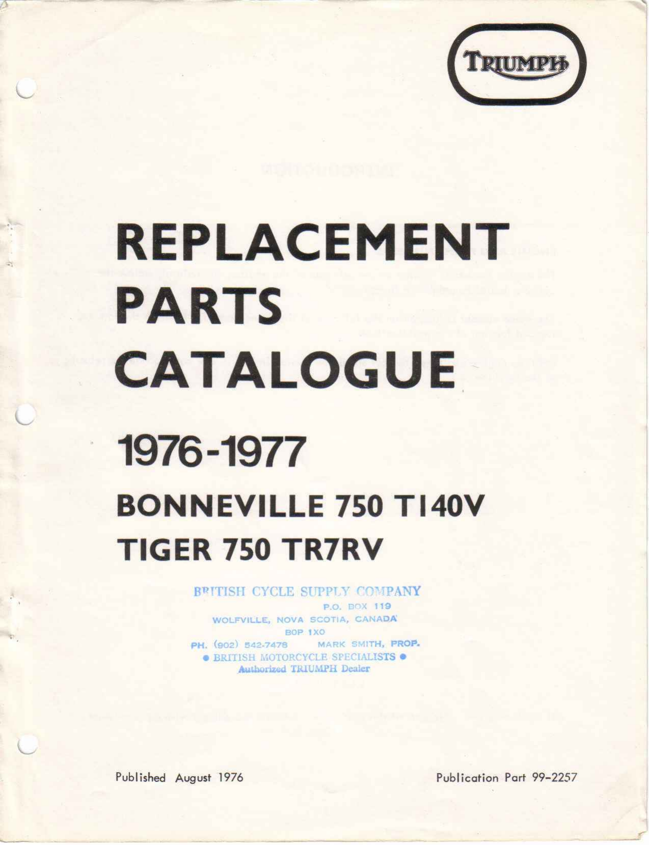 1976-1977 Triumph Bonneville 750, Tiger 750 parts catalog Preview image 3