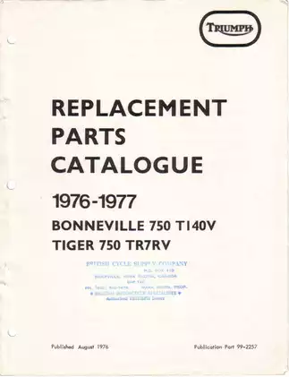 1976-1977 Triumph Bonneville Tiger 750 Parts Catalog - Comprehensive Replacement Guide Preview image 3