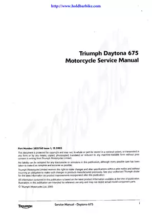 Triumph Daytona 675 Motorcycle Service Manual (2005)