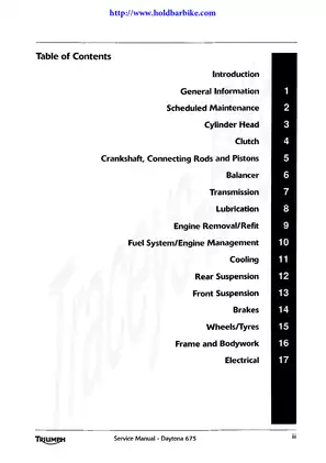 Triumph Daytona 675 Motorcycle Service Manual (2005) Preview image 3