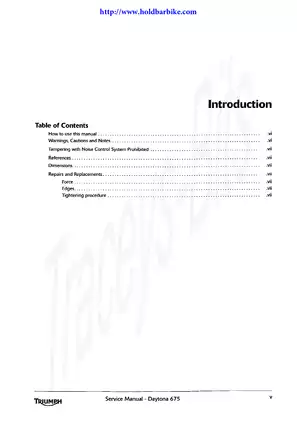 Triumph Daytona 675 Motorcycle Service Manual (2005) Preview image 5