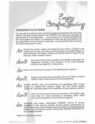 SINGER Stylist 513 Zig-Zag Sewing Machine Manual Preview image 2