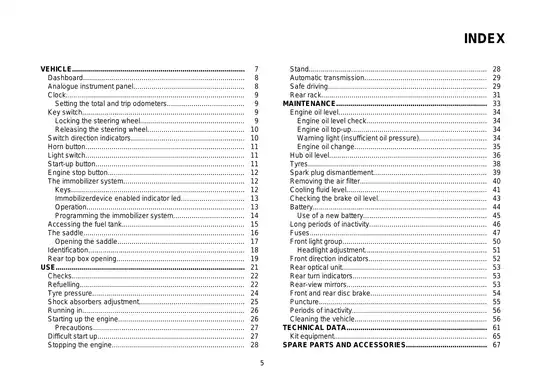 Vespa GTV 250 i.e. Service and Maintenance Manual Preview image 5