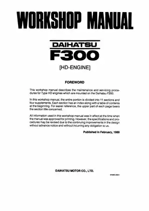 Daihatsu Feroza F300 workshop manual Preview image 1