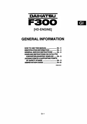 Daihatsu F300 HD Engine Workshop Manual (1989) - Comprehensive Maintenance & Service Guide Preview image 3
