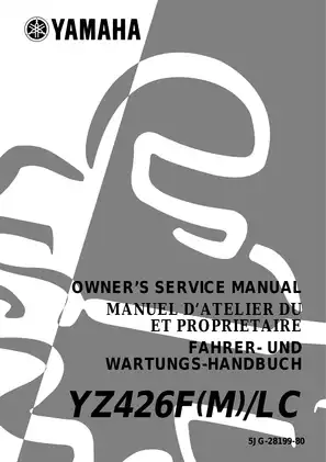 2000-2002 Yamaha YZ426, YZ426F(M)/LC) owners service manual Preview image 1