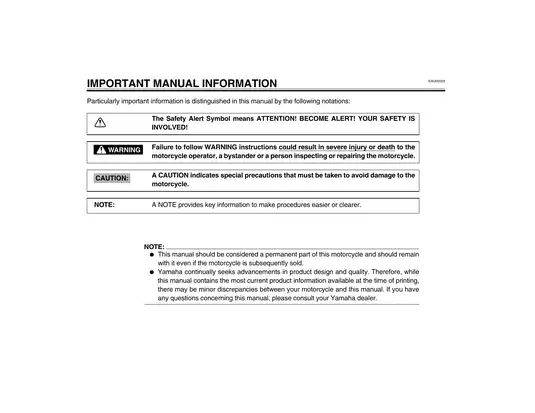 1998-2000 Yamaha V-Star, XVS 650 owner´s manual Preview image 4