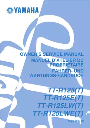 2004 Yamaha TT-R125(T), TT-R125E(T), TT-R125LW(T), TT-R125LWE(T) owner's, service manual Preview image 1