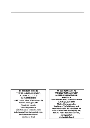 2004 Yamaha TT-R125(T), TT-R125E(T), TT-R125LW(T), TT-R125LWE(T) owner's, service manual Preview image 3