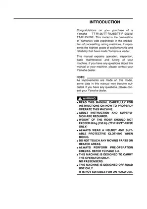 Comprehensive Yamaha TT-R125 Service Manual (2004) Preview image 4
