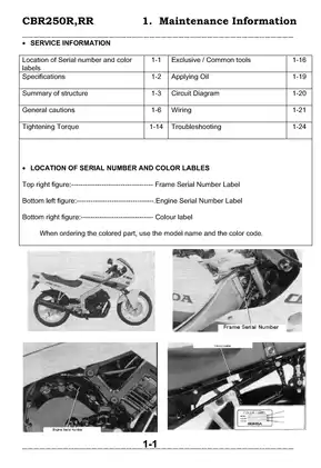 1986-1999 Honda CBR 250 manual Preview image 4