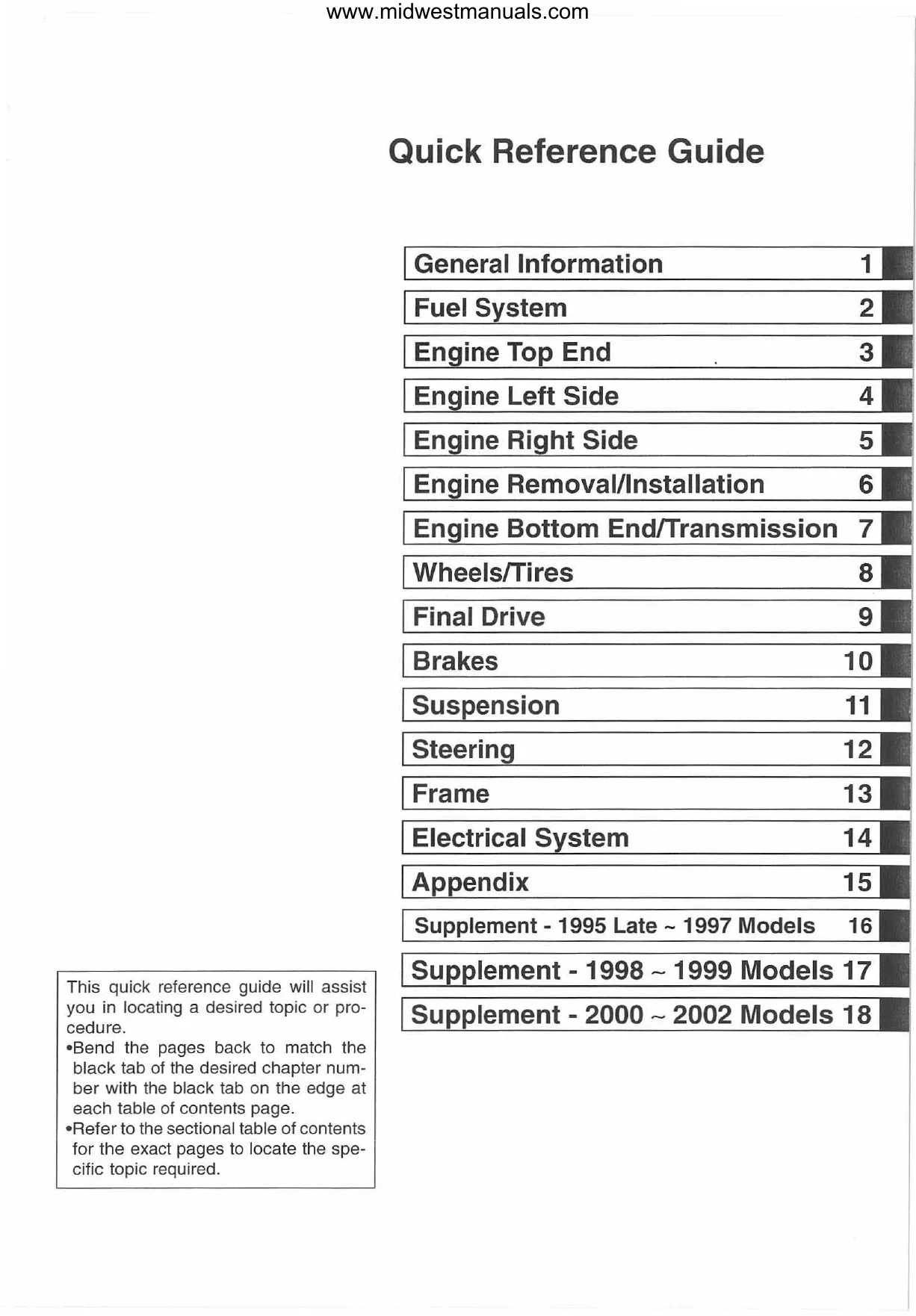 1998-1999 Kawasaki Bayou 220 Series Service Manual Preview image 3