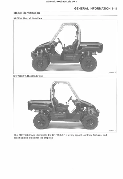 Kawasaki Teryx 750 FI 4x4 Series 2009 UTV Service & Repair Manual (P/N KRF750G9F)