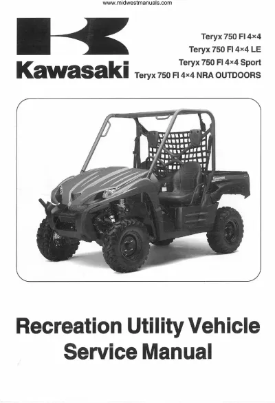 Preview: Kawasaki Teryx 750 FI 4x4 Series 2009 UTV Service & Repair Manual (P/N KRF750G9F)