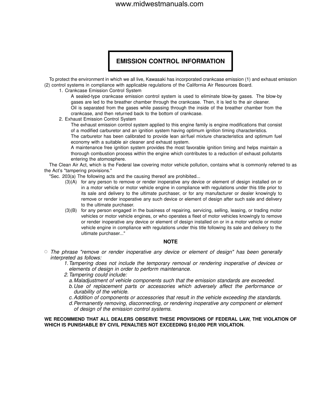Kawasaki Prairie 360 Series 2003-2010 Service Manual & Repair Guide Preview image 3
