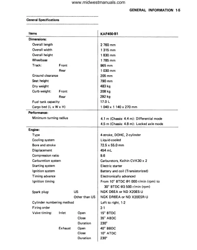 1993–2007 Kawasaki Mule 1000 A/B Series Service Manual (P/N 99924-1107-02)