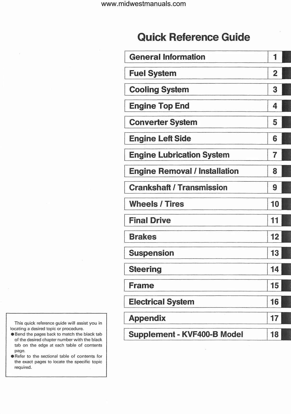 Kawasaki Prairie 400 Service Manual: Comprehensive Repair Guide for 2x4/4x4 Series (1998-2009) Preview image 3