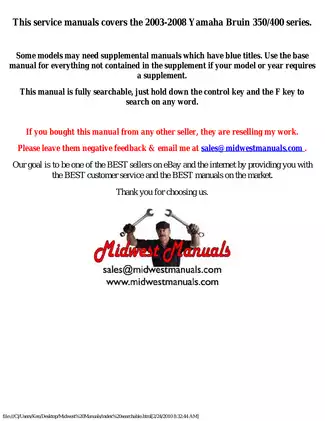 2003-2008 Yamaha Bruin 350/400 Service Manual - Comprehensive Repair Guide