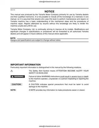 2003-2006 Yamaha Kodiak 450 series service manual Preview image 2